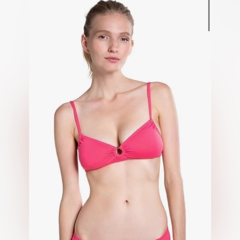 NWT Vince Camuto Women's Bikini Top Size XS Pink Swimsuit with Ring Detail
